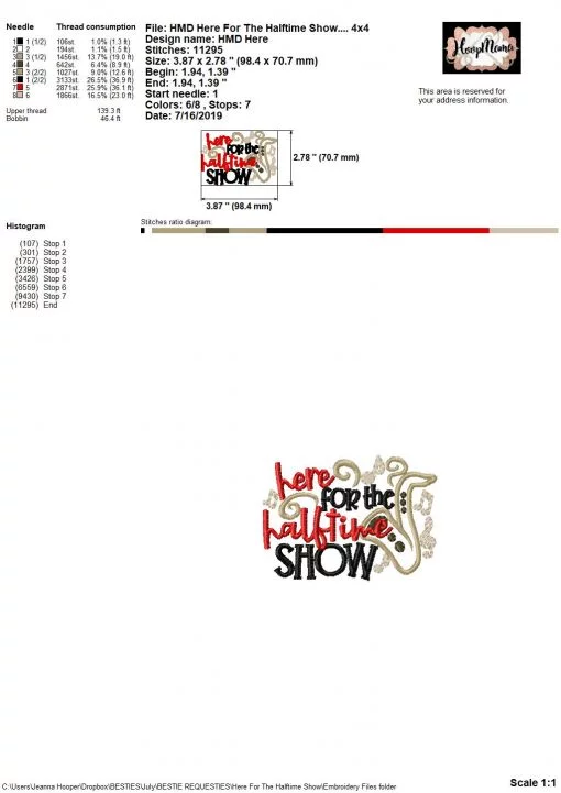 Here For The Halftime Show 1 - Embroidery and Cutting Option - Image 4