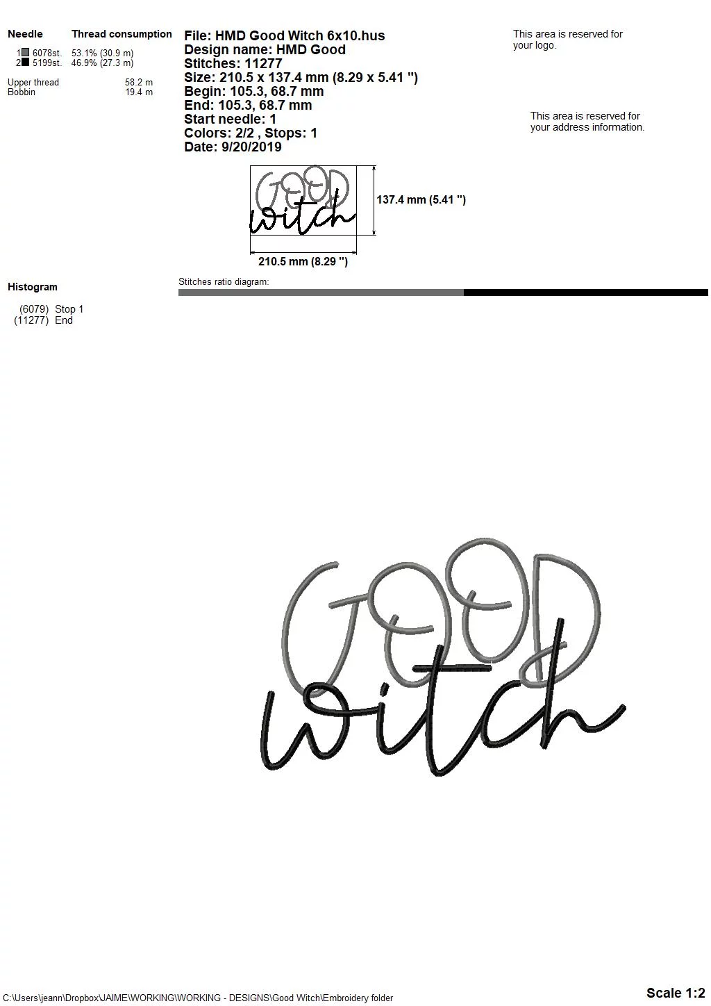 Good Witch - Embroidery and Cutting Option - Image 4