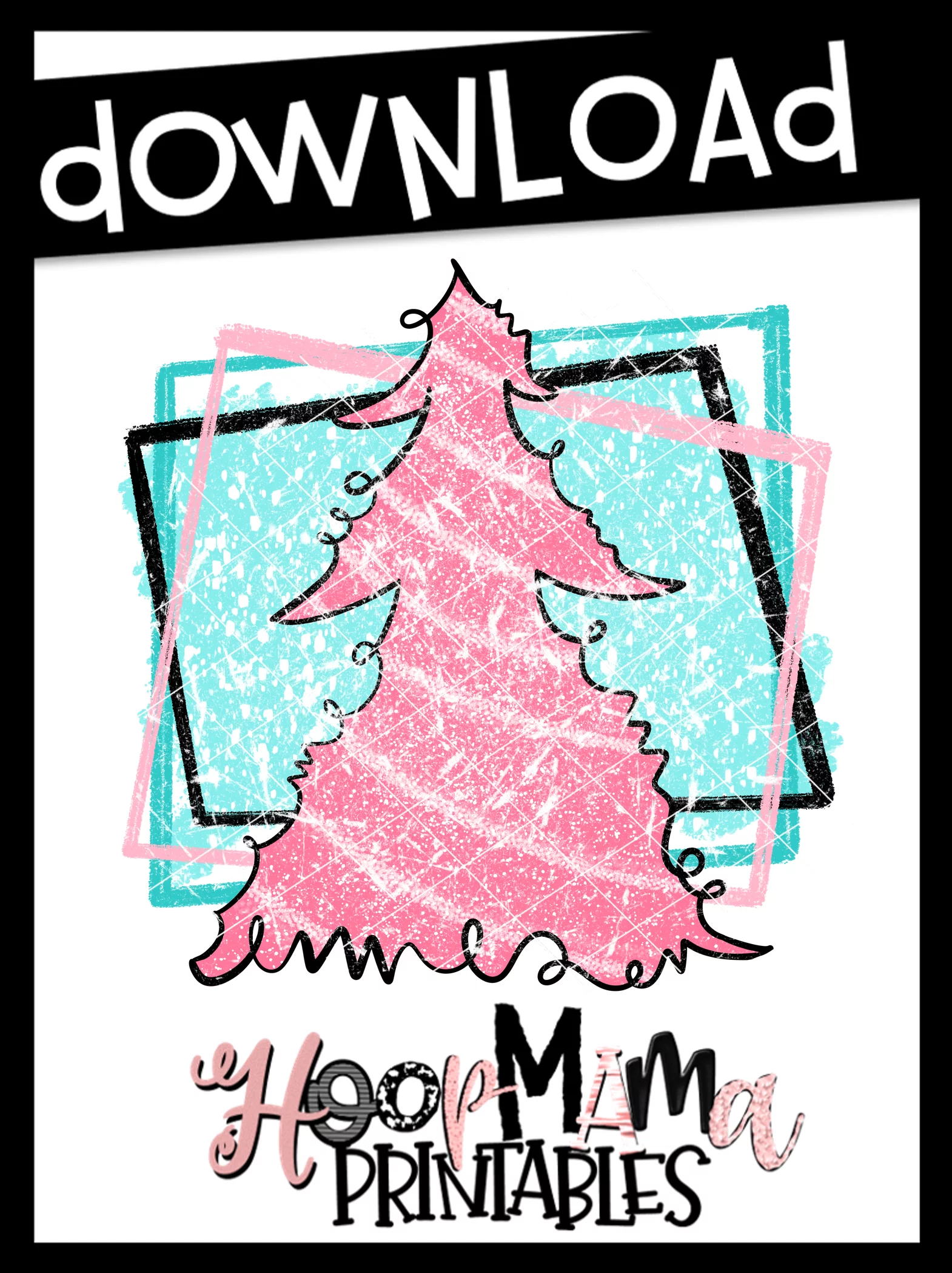 Pink Christmas Tree - Printable - DOWNLOAD