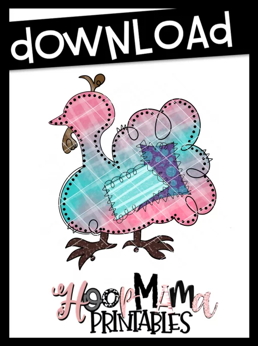 Pink Patchwork Turkey - Printable - DOWNLOAD