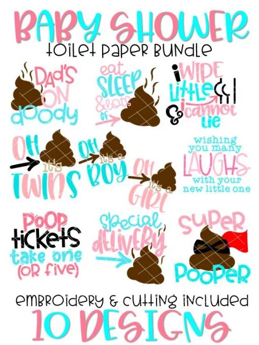 Baby Shower Toilet Paper Embroidery & Cutting Bundle