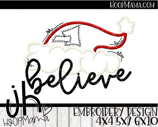 Believe With Santa Hat - 2019 - Embroidery and Cutting Options - Image 2