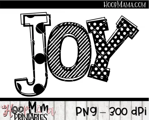 Joy - Black and White - Printable - DOWNLOAD - Image 2