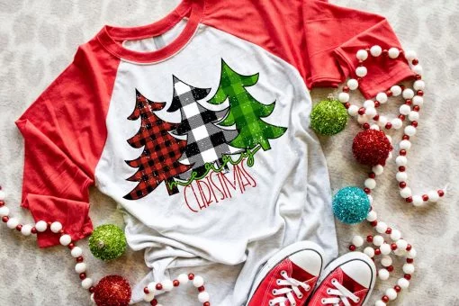 SPT-A5A3A (Y) / E4A4 (A) - Merry Christmas 3Trees COLOR - Kids & Adult - SCREEN PRINT TRANSFER - 19-NOV17