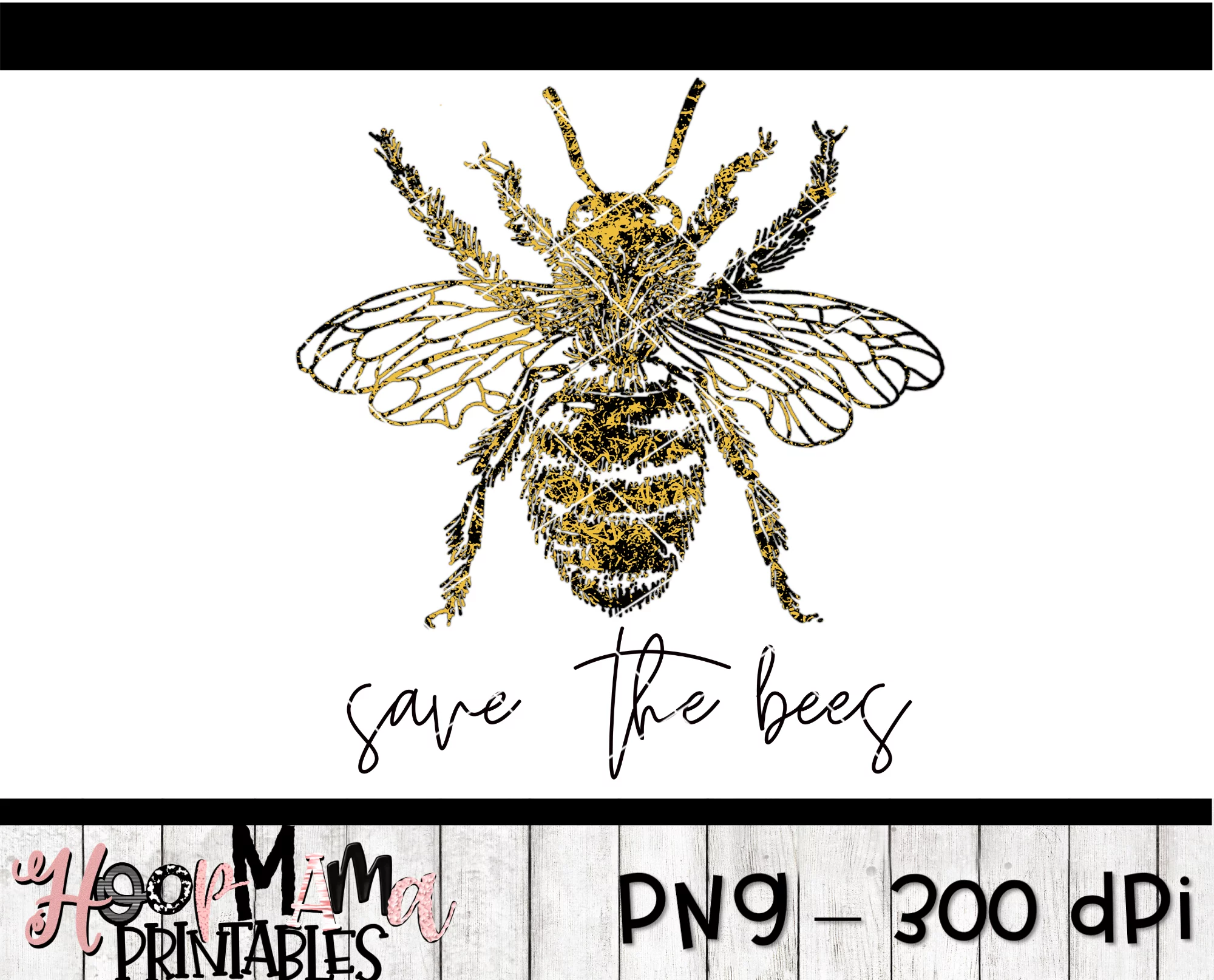 Save The Bees - Yellow - Printable - DOWNLOAD - Image 2