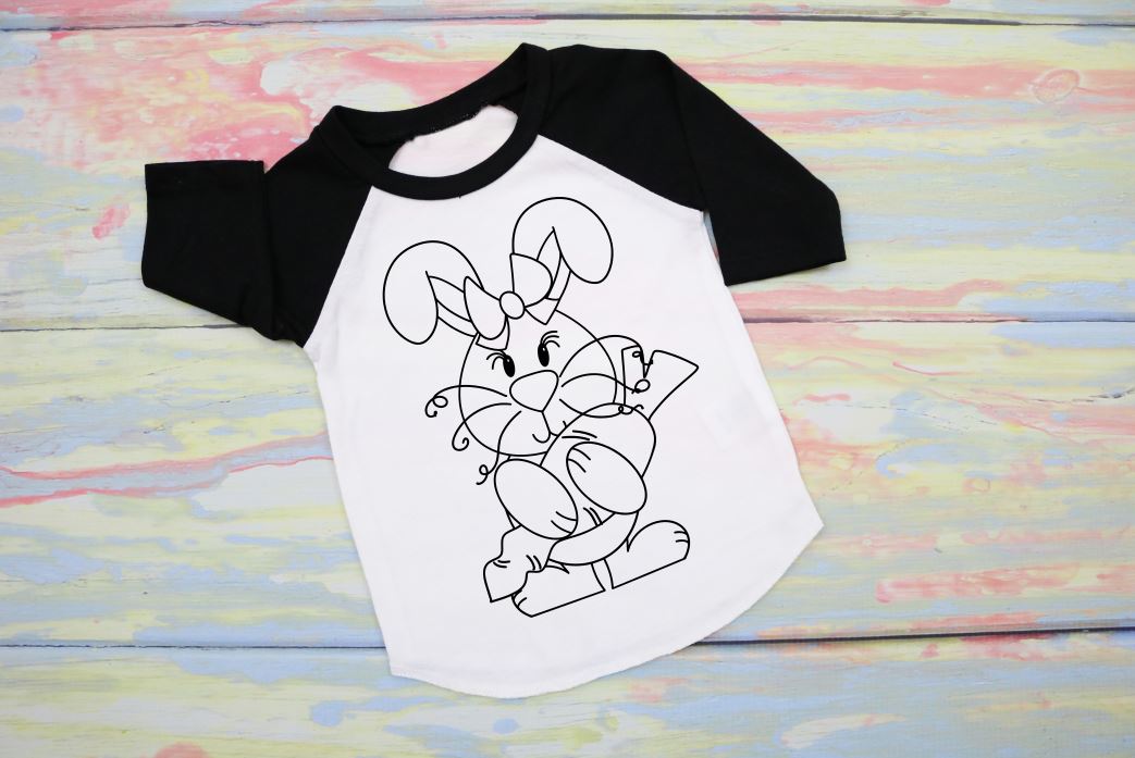 girl bunny coloring  youth  screen print transfer