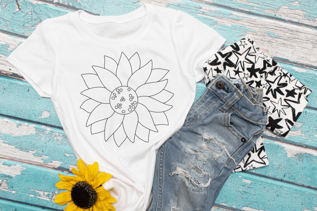 Download Sunflower Coloring Shirt - Youth - SCREEN PRINT TRANSFER ...