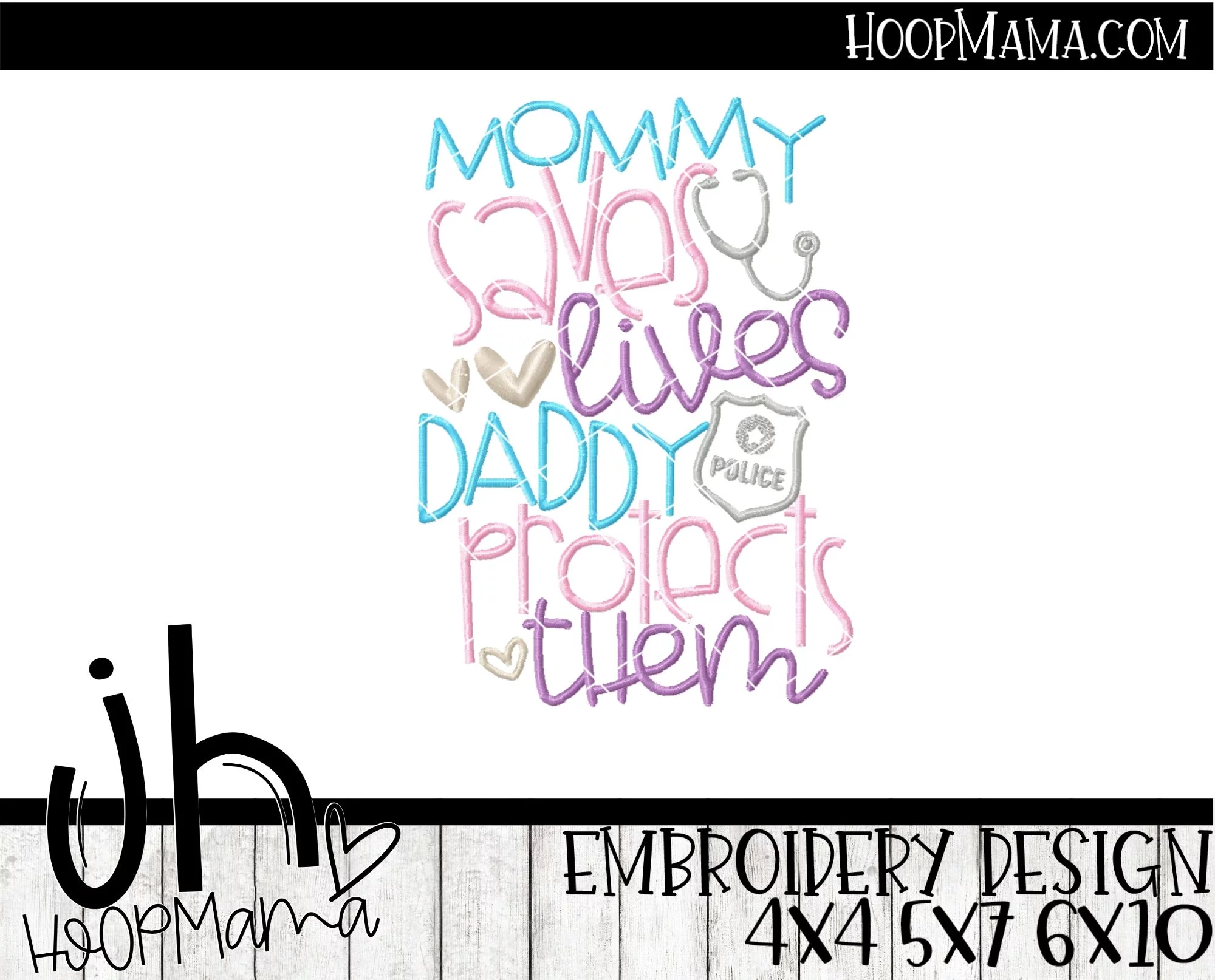 Mommy Saves Lives Daddy Protects Them - Embroidery and Cutting Options - Image 2