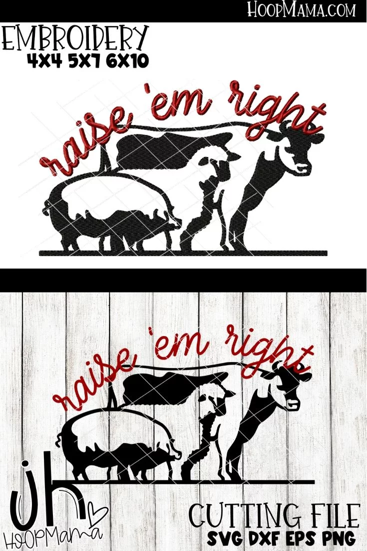 Raise Em Right - Fair Animals - Embroidery and Cutting Options