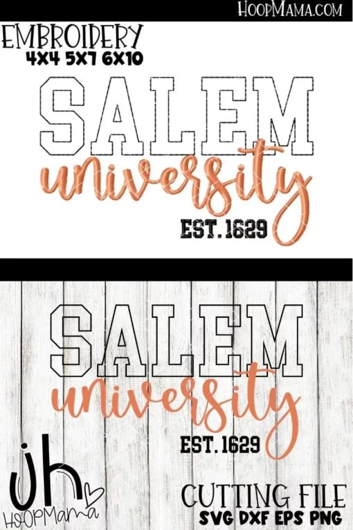 Salem University - Embroidery and Cutting Options