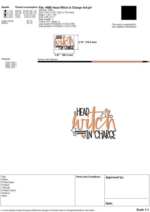 Head Witch In Charge - Embroidery and Cutting Options - Image 4