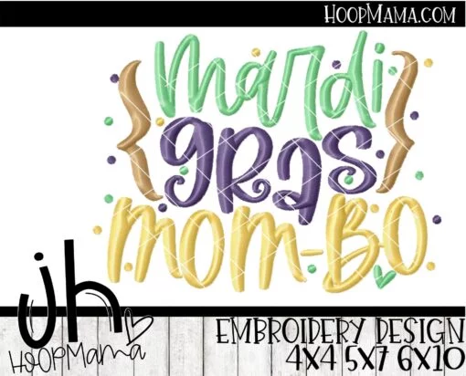 Mardi Gras MOM-Bo - Embroidery and Cutting Options - Image 2