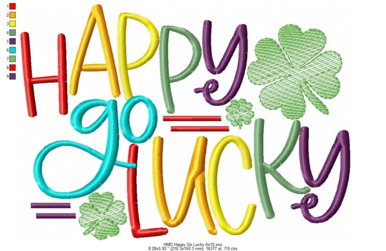 Happy Go Lucky Embroidery and Cutting Options HoopMama