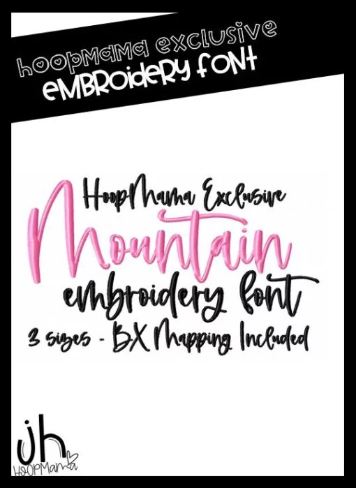 Mountain Embroidery Font With BX Mapping