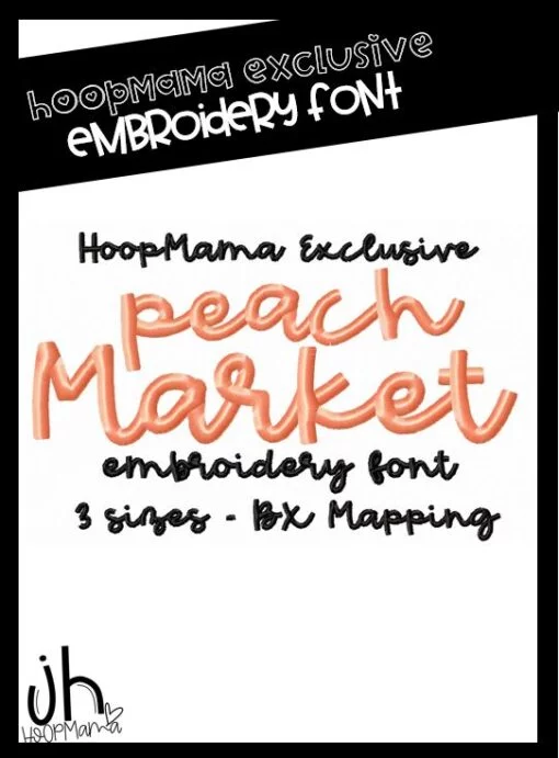 Peach Market Embroidery Font With BX Mapping