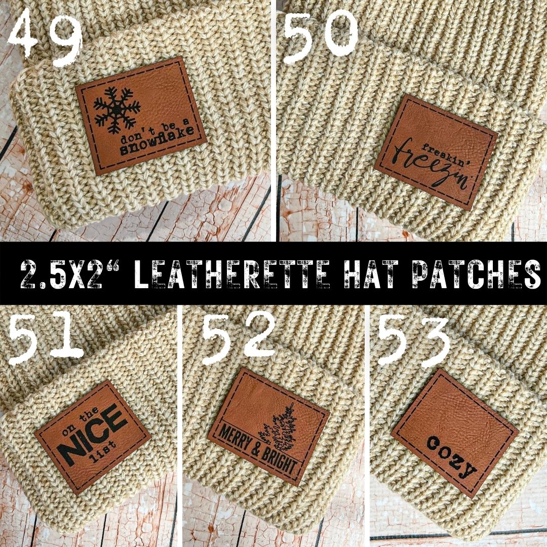 L99 - Lasered Leatherette Hat Patches - 91 Options! - HoopMama