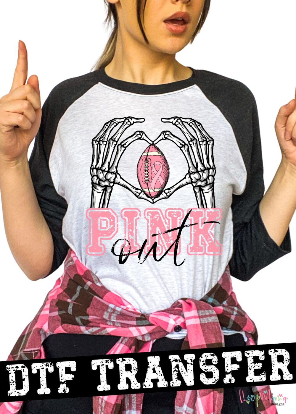 R20085 - DTF TRANSFER - Pink Out Skeleton Heart