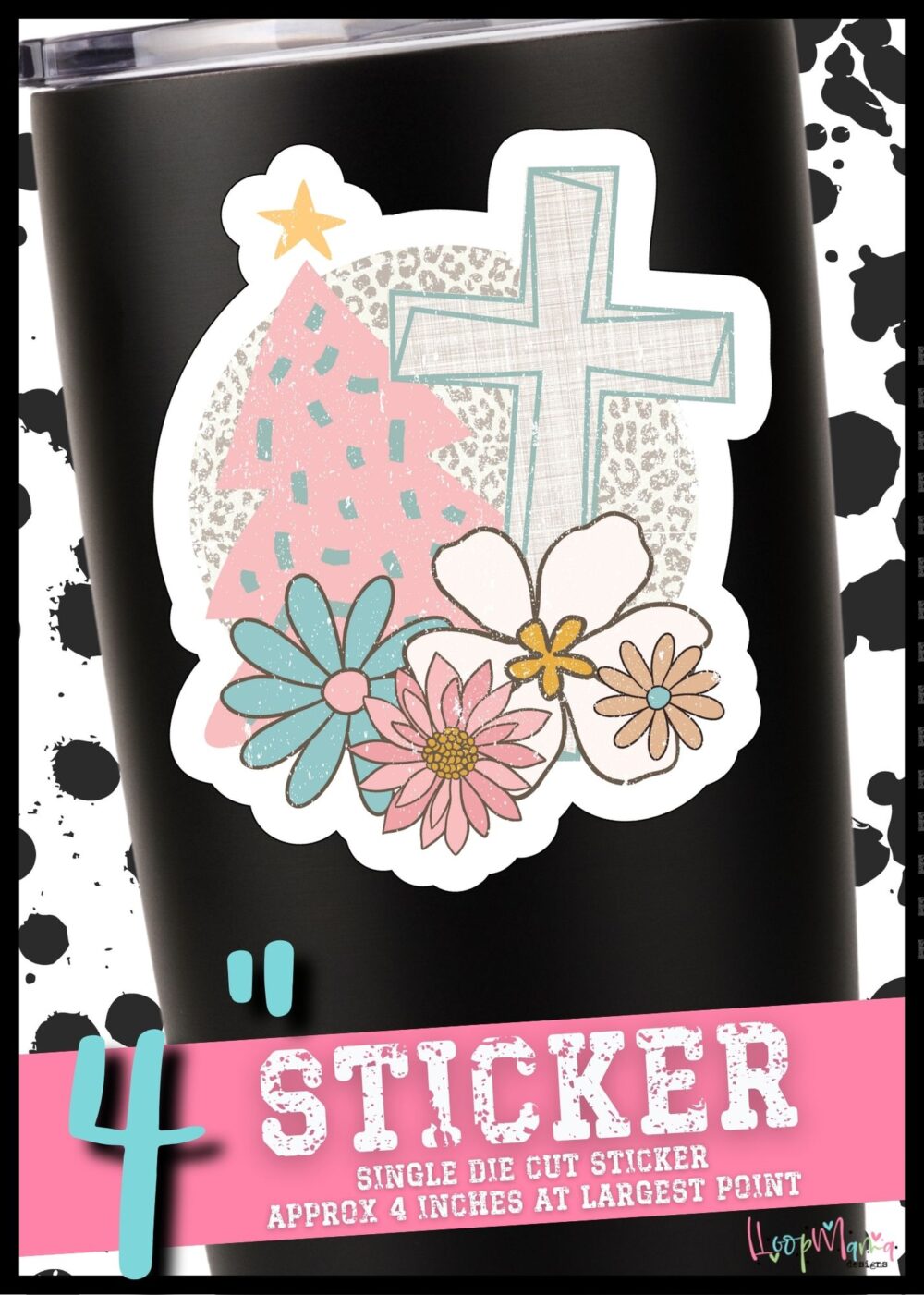 DC0152 - Christmas Tree Floral - DIE CUT STICKER