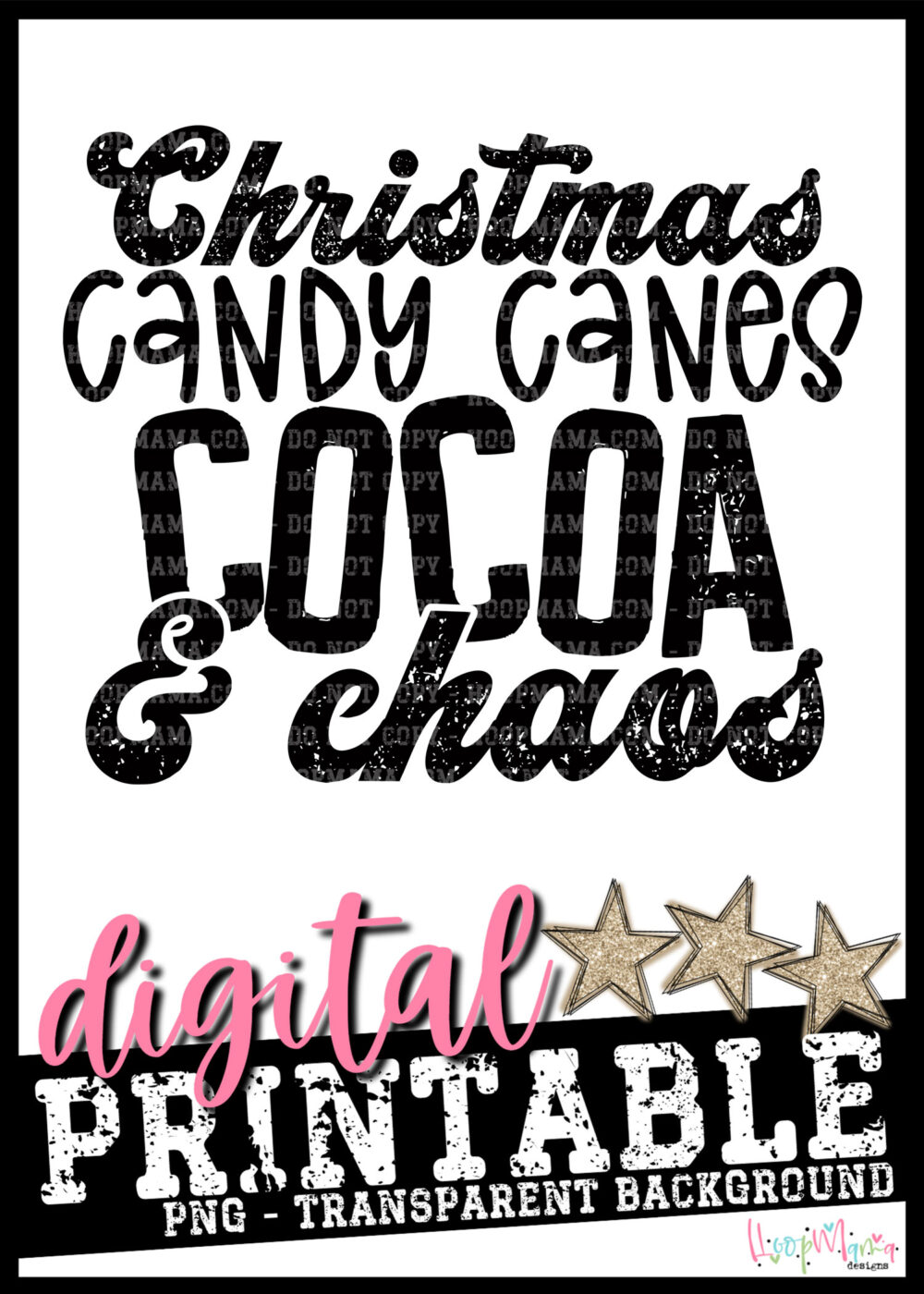 Christmas Candy Canes Cocoa And Choas PRINTABLE-DOWNLOAD