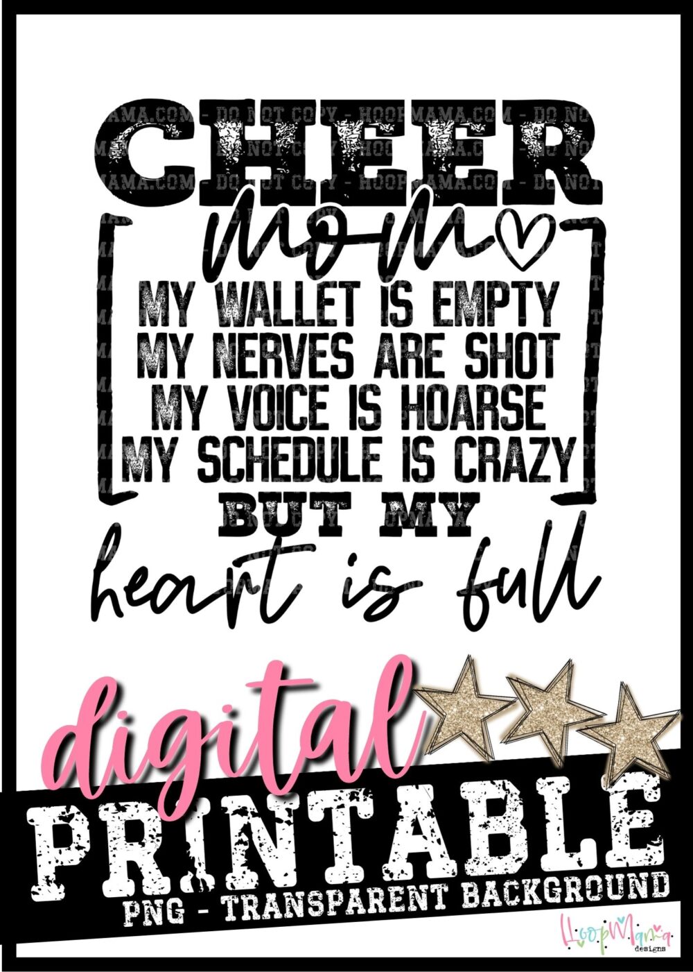 Cheer Mom Heart Is Full-PRINTABLE DOWNLOAD