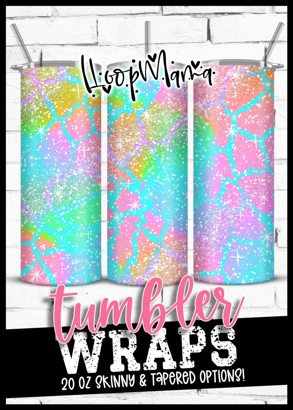 TW-0051 - Snake Skin Rainbow TUMBLER WRAP - XZ1X