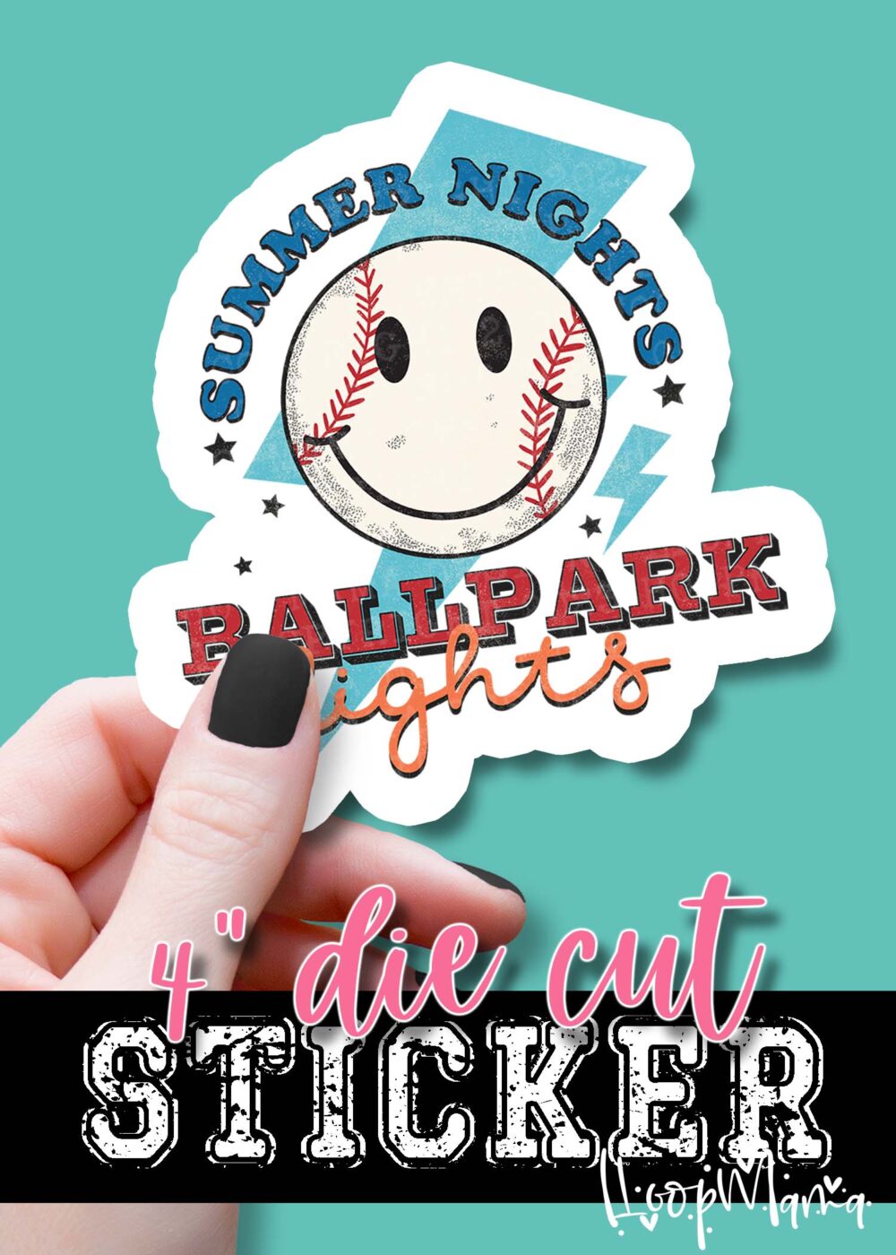 DC23-0238-  Summer Nights Ballpark Lights  - DIE CUT STICKER