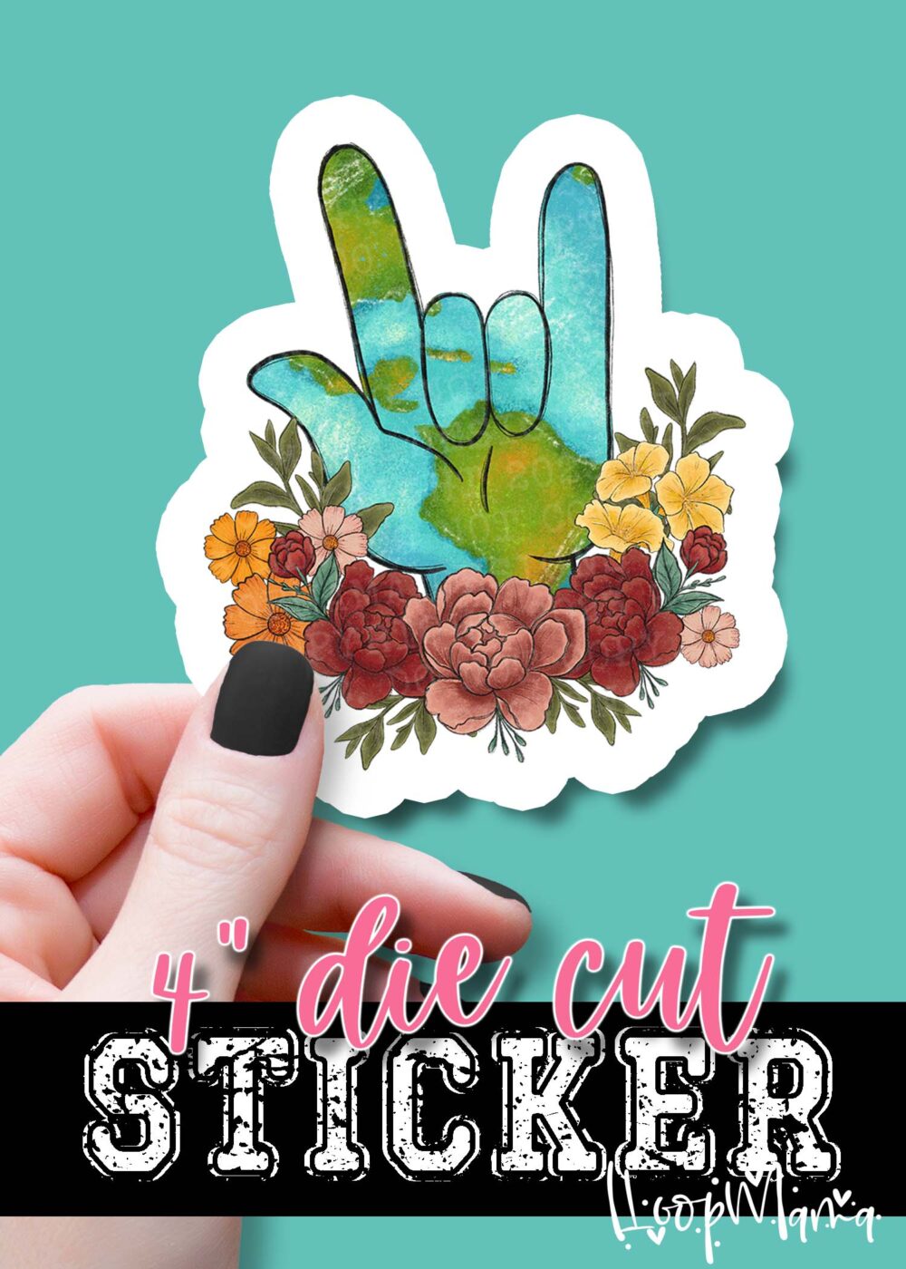 DC23-0144-  I Love You Earth Day - DIE CUT STICKER