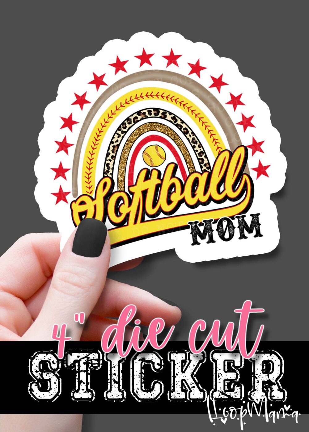 DC23-0288-  Softball Mom Rainbow  - DIE CUT STICKER