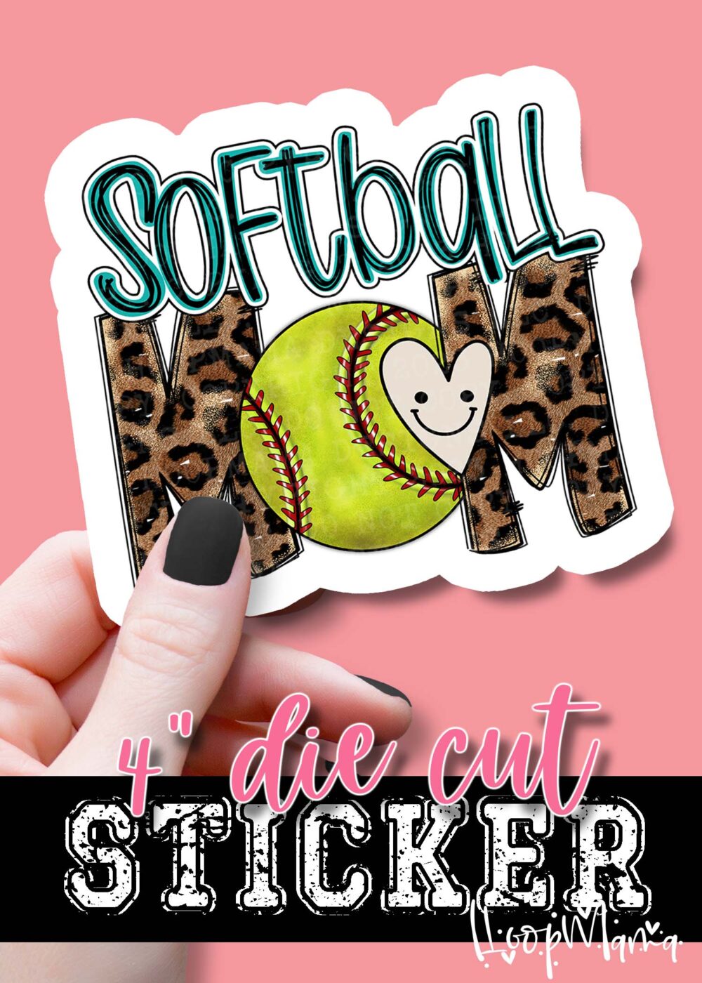 DC23-0298-  Softball Mom  - DIE CUT STICKER