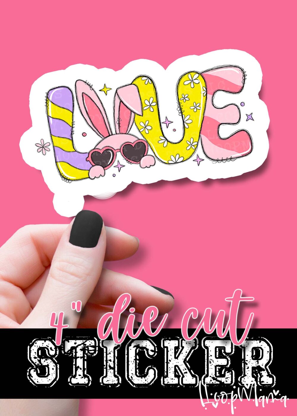 DC23-0183-  Love With Bunny Glasses  - DIE CUT STICKER