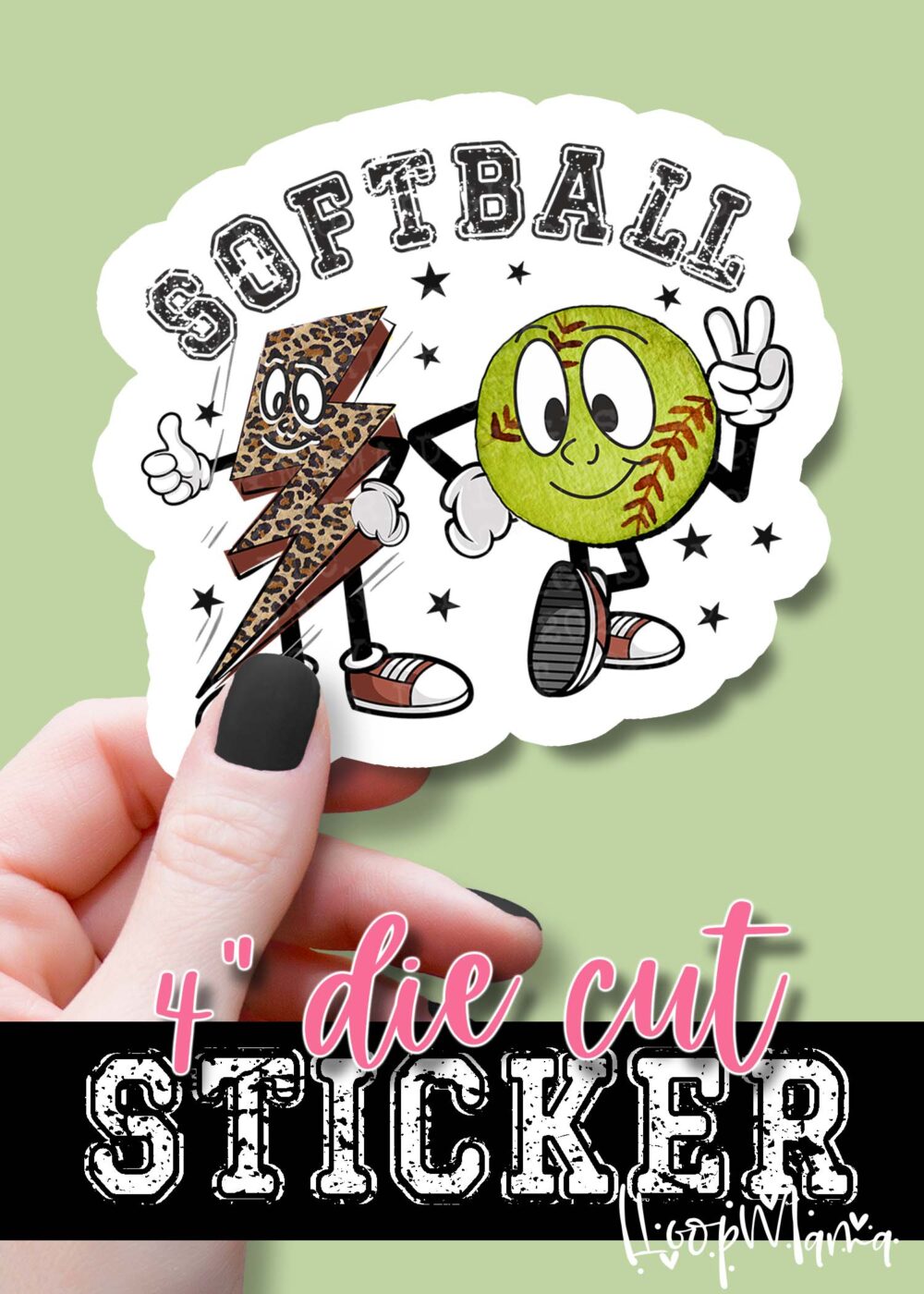 DC23-0287-  Softball Lightning  - DIE CUT STICKER