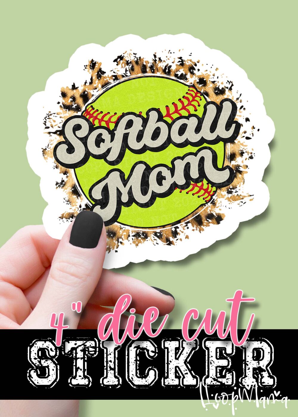 DC23-0297-  Softball Mom  - DIE CUT STICKER