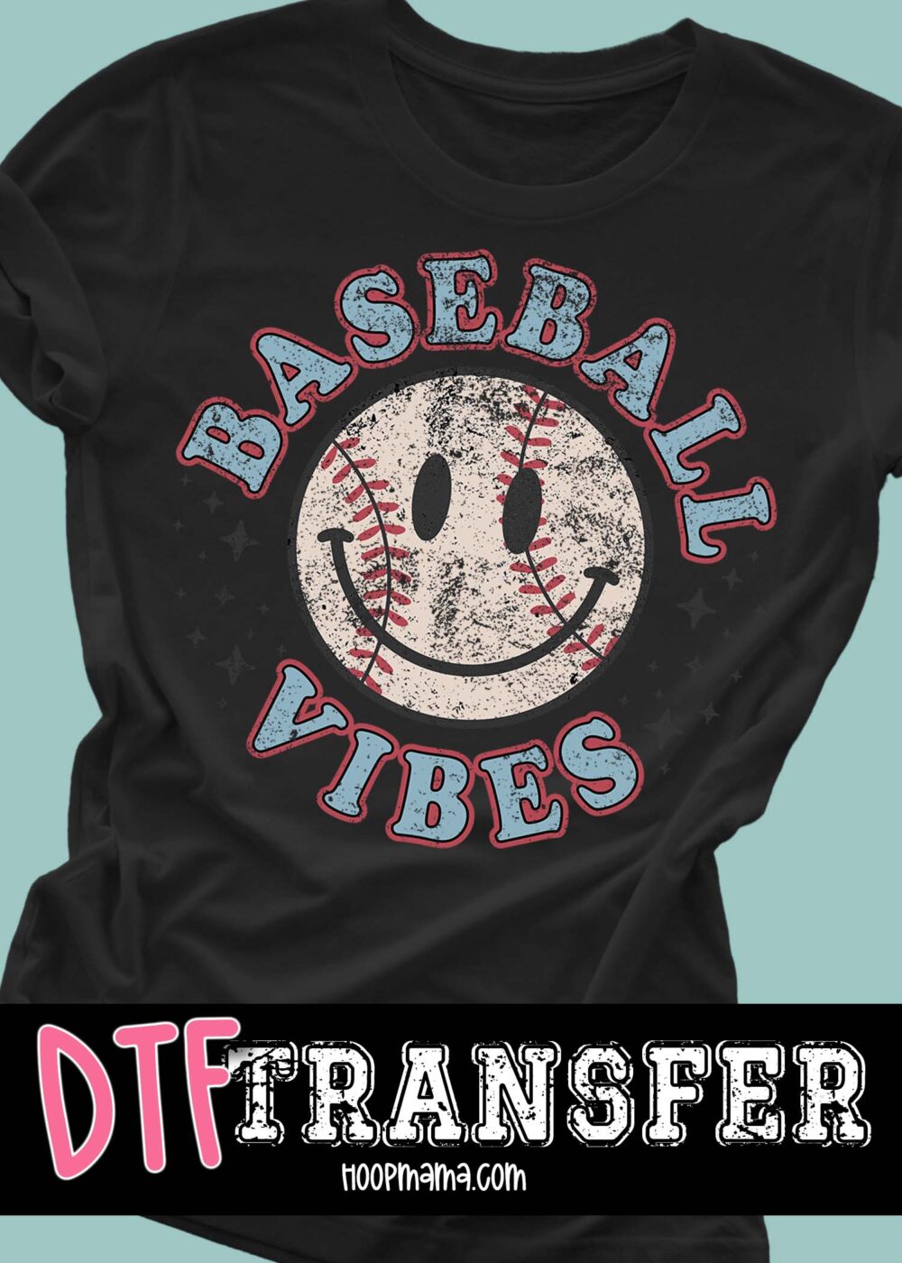 23-0225 - Baseball Vibes Smile Retro- DTF Transfer