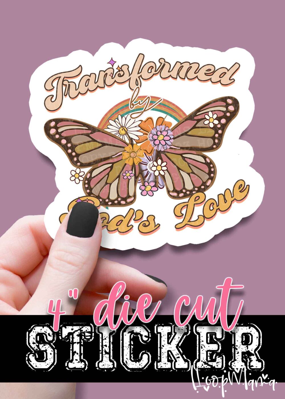 DC23-0429 - Transformed By God's Love - DIE CUT STICKER
