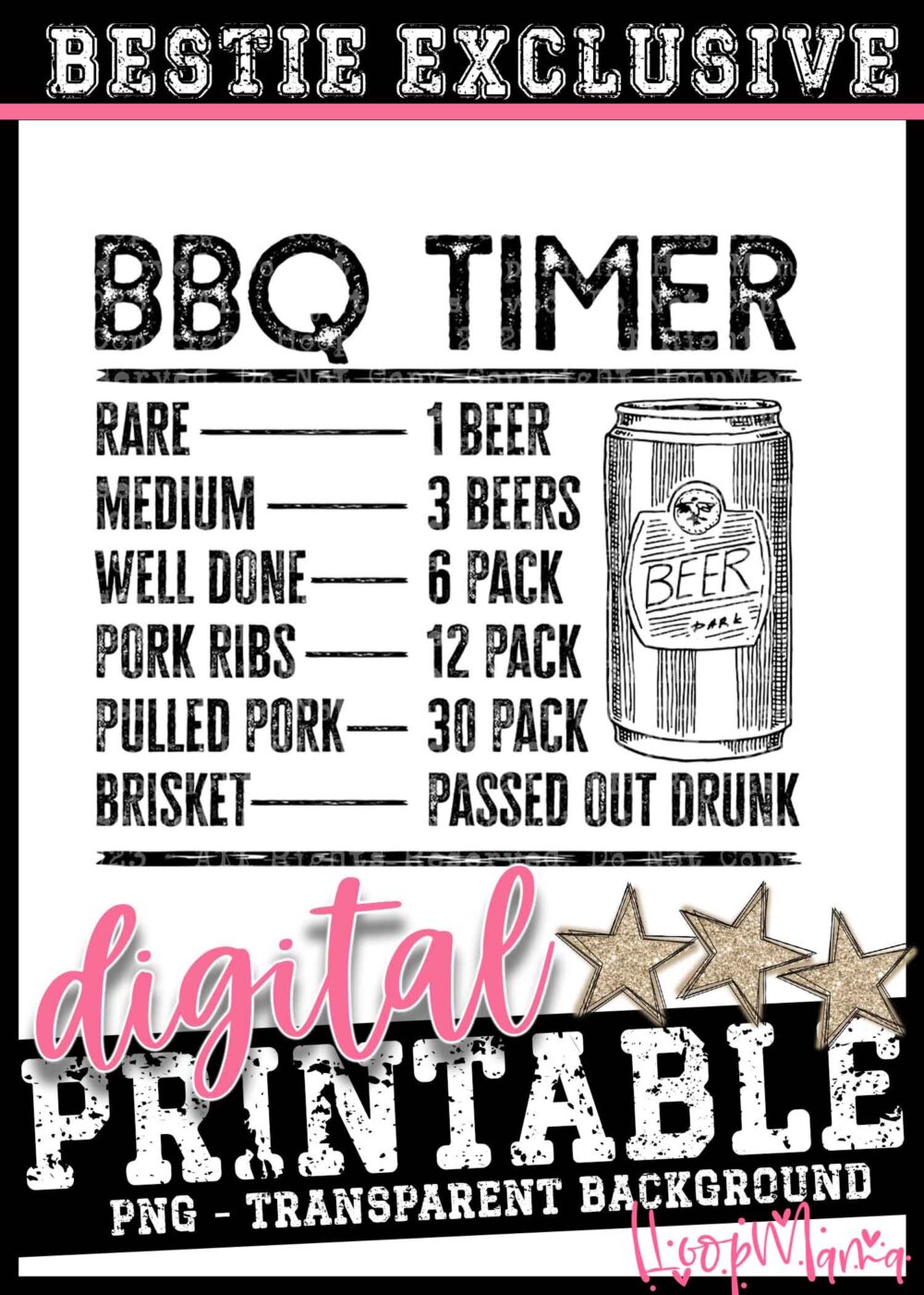 BBQ Timer - PRINTABLE DOWNLOAD