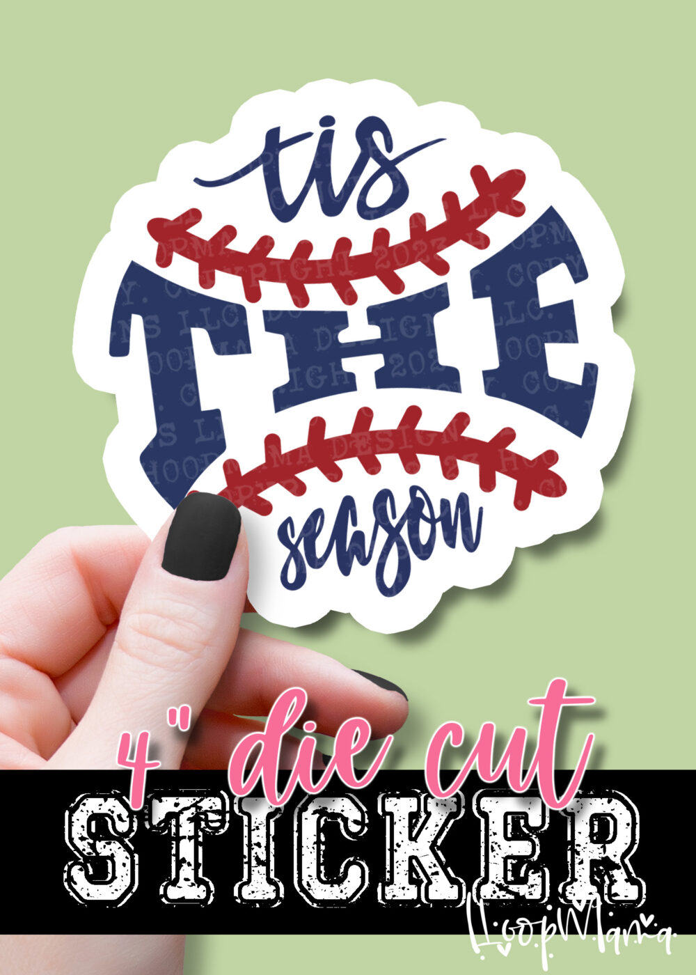 DC23-0320 - Tis The Season Baseball - DIE CUT STICKER