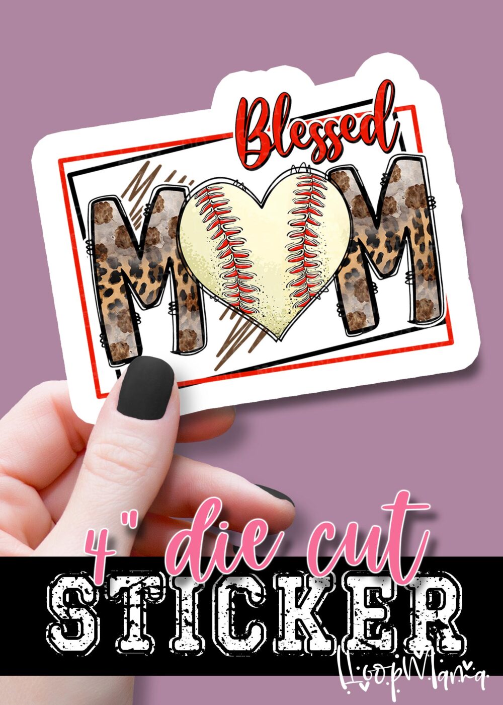 DC23-0598 - Blessed Baseball Mom - DIE CUT STICKER