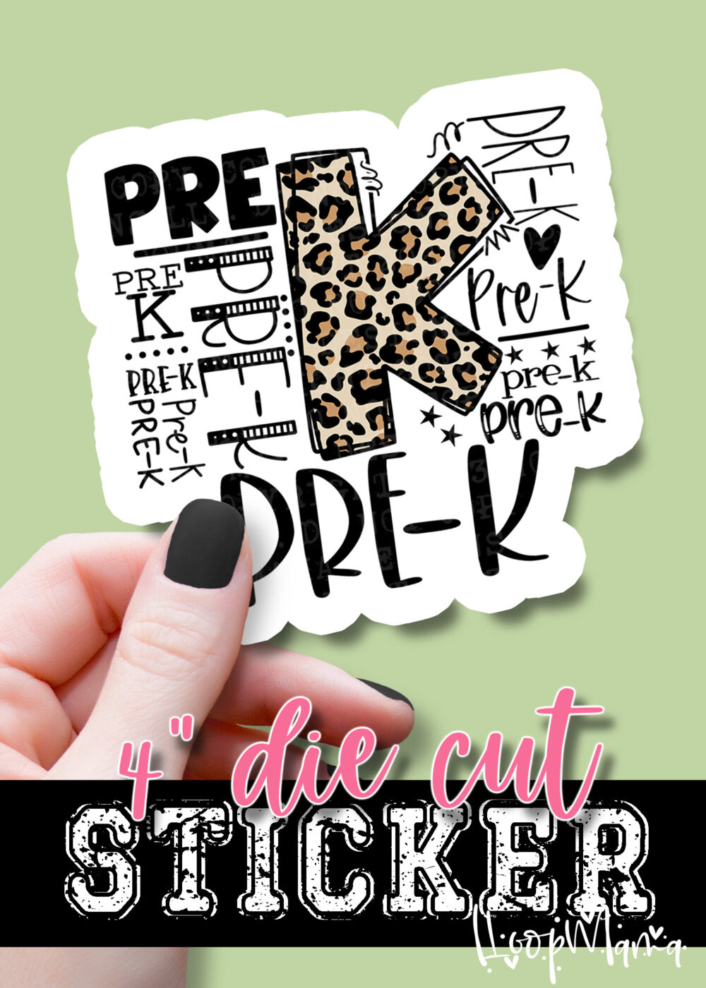 DC23-0527 - Pre-K Leopard Print - DIE CUT STICKER