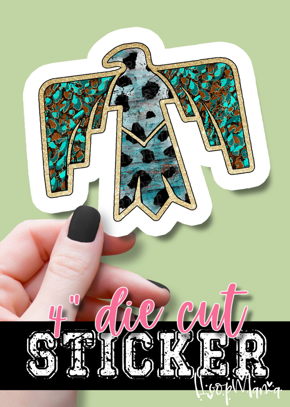 DC23-0545 - Turquoise Eagle - DIE CUT STICKER