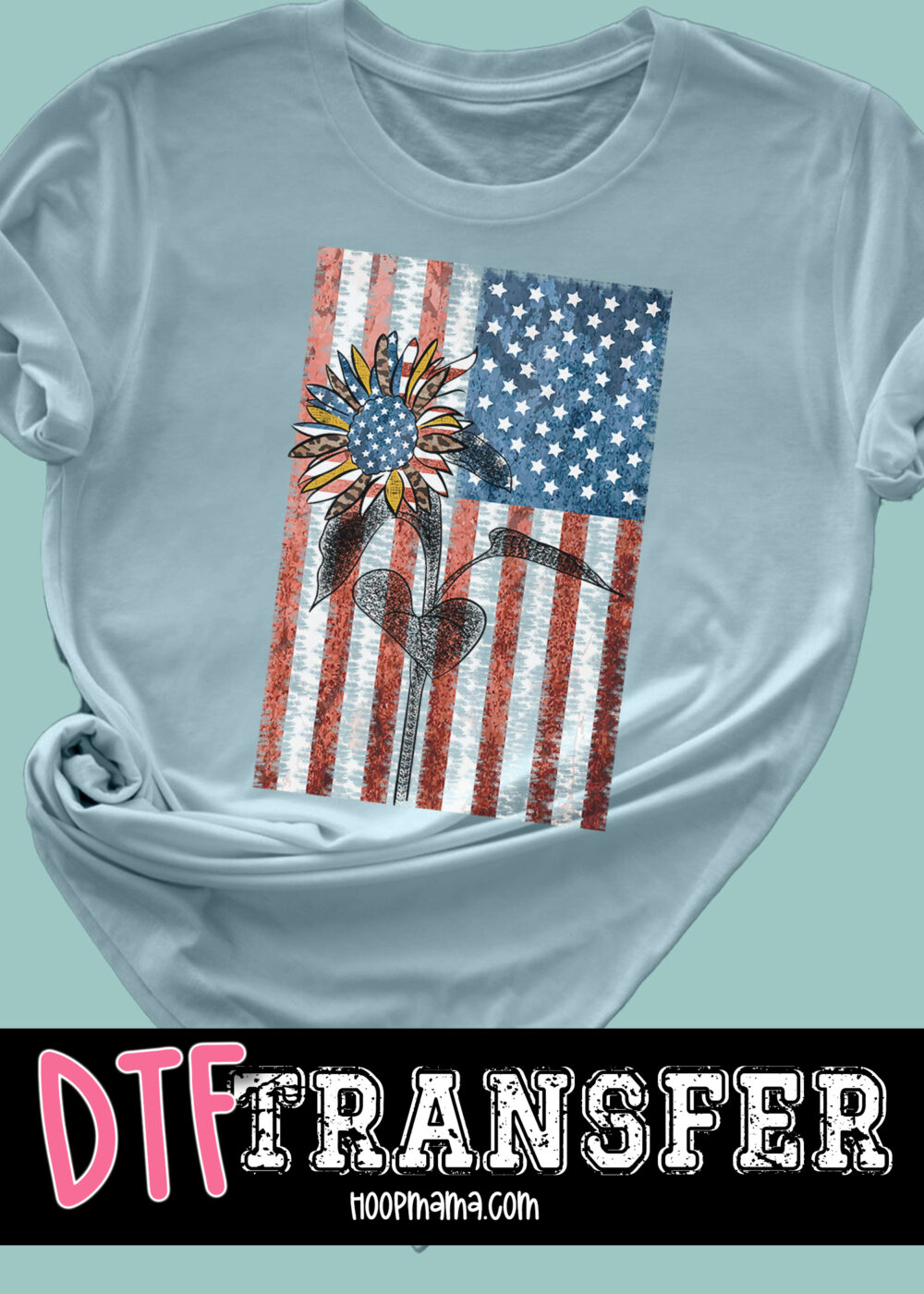 23-0786 - Sunflower American Flag  - DTF Transfer