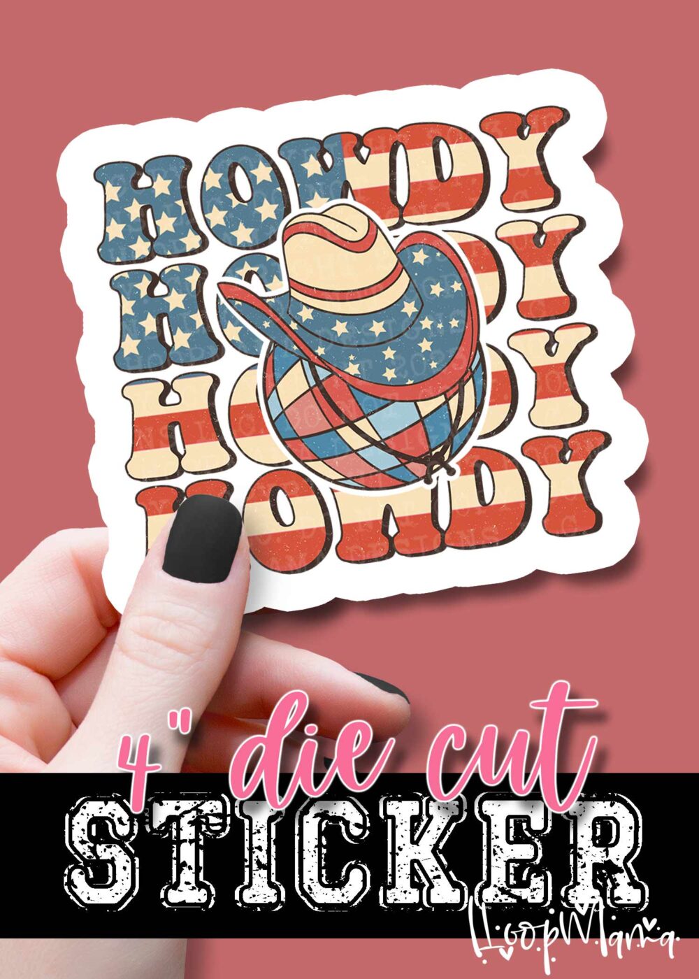 DC23-0830 - Patriotic Howdy - DIE CUT STICKER