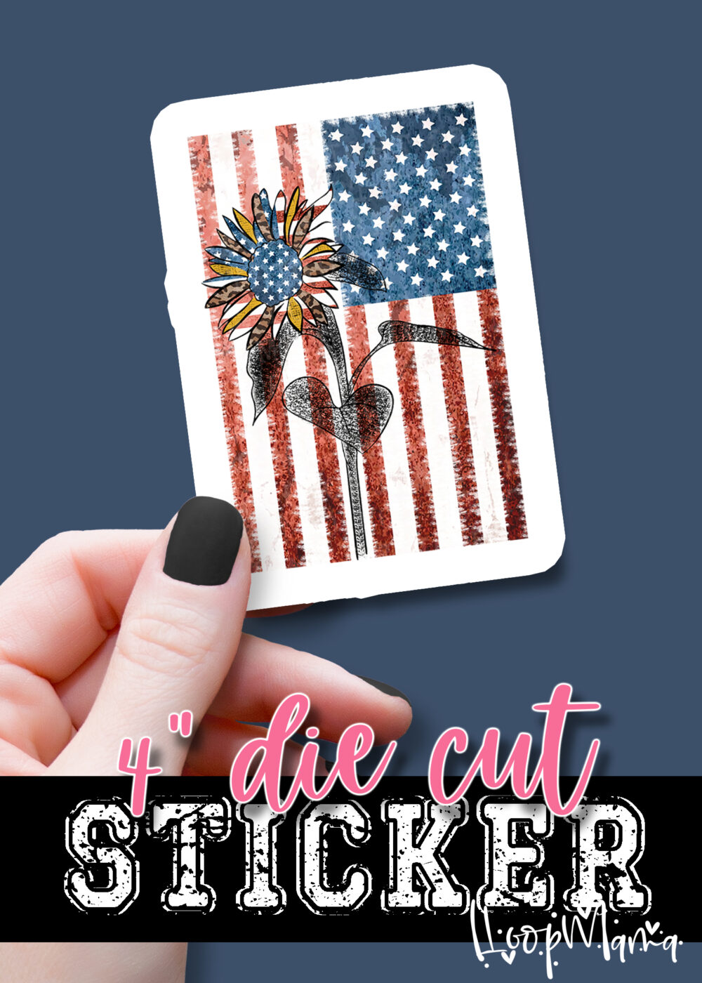 DC23-0786 - Sunflower American Flag - DIE CUT STICKER