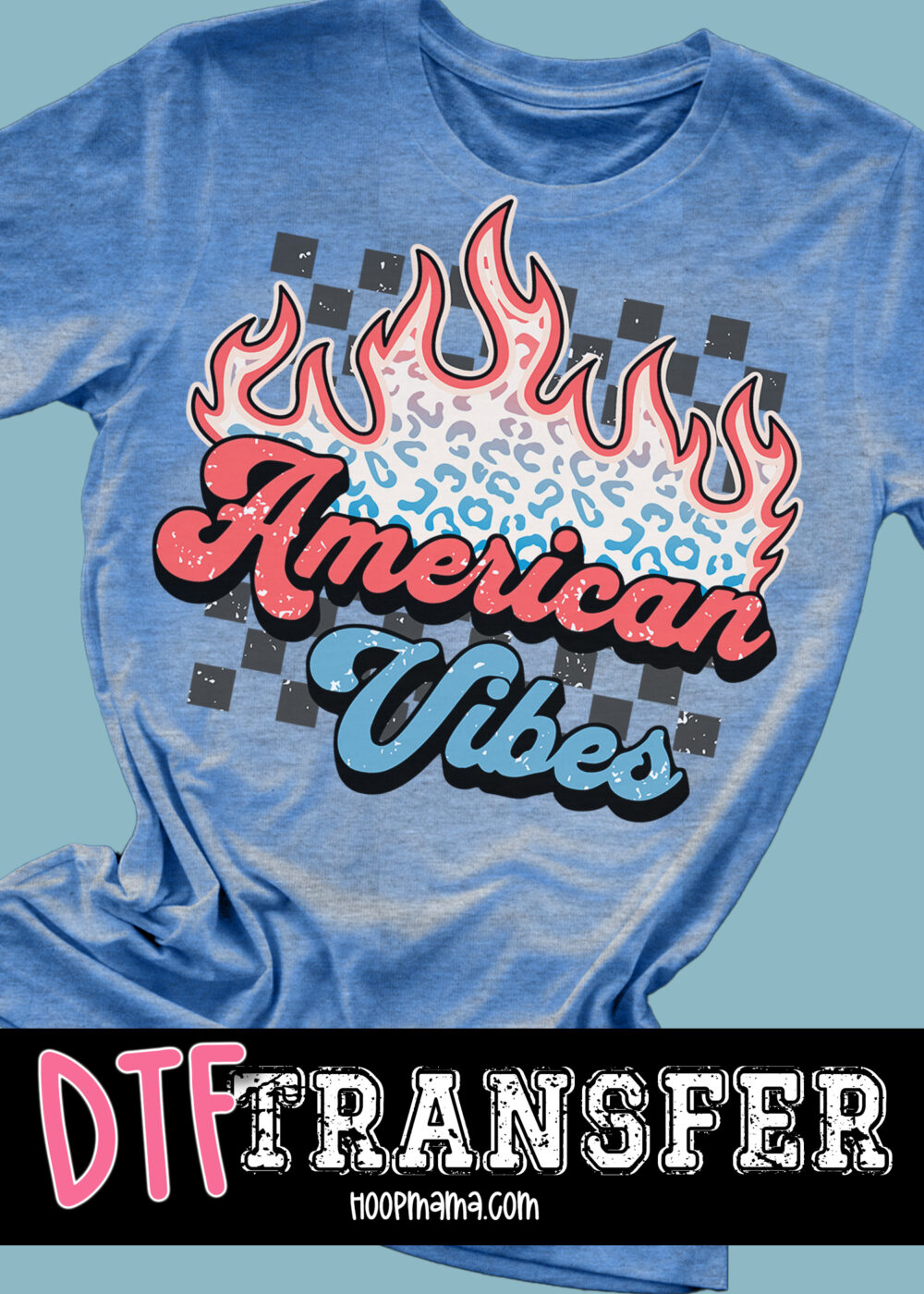 23-0879 - American Vibes Flames - DTF Transfer