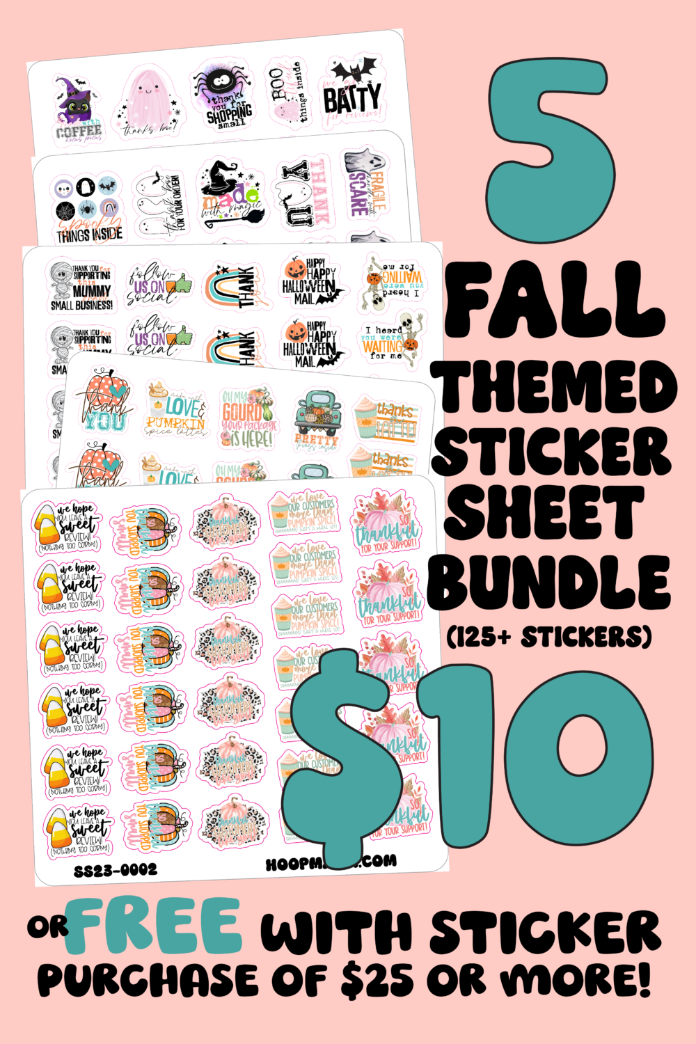 SS23-0001-05 5 FALL STICKER SHEET BUNDLE