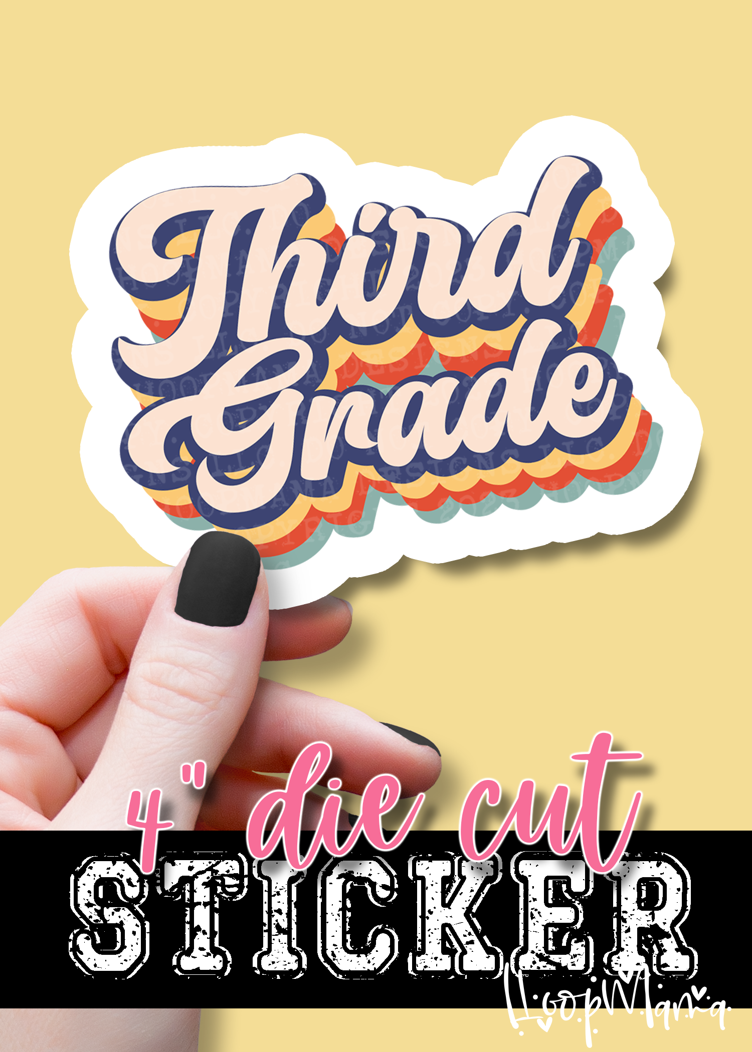 DC23-1000 - Third Grade Retro - DIE CUT STICKER