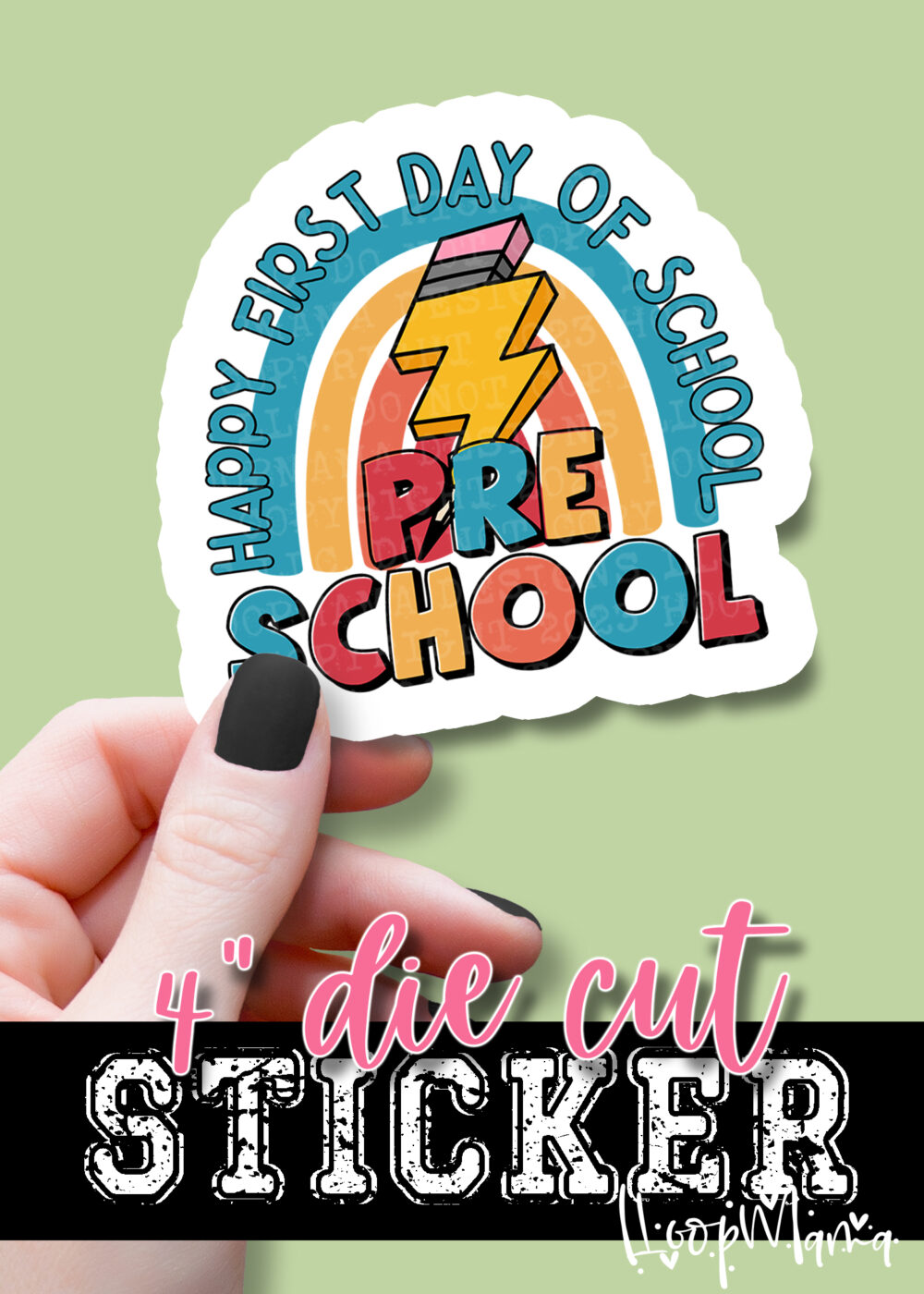 DC23-1024 - Happy First Day Pre School - DIE CUT STICKER