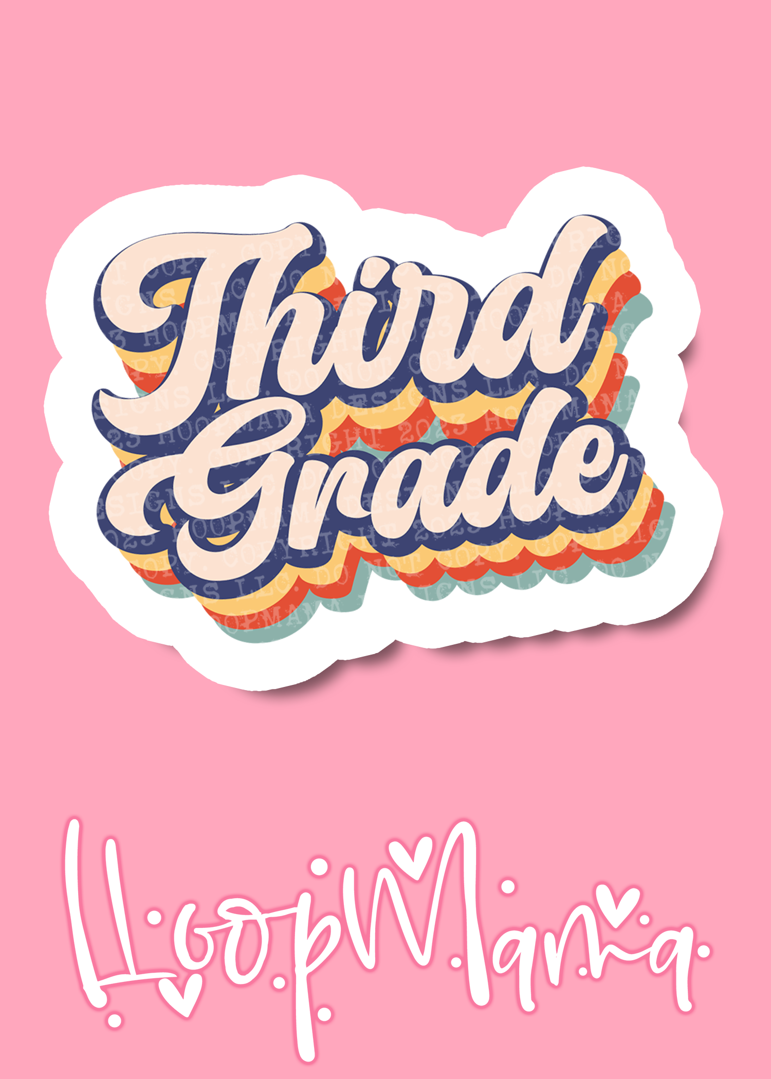 DC23-1000 - Third Grade Retro - DIE CUT STICKER - Image 4