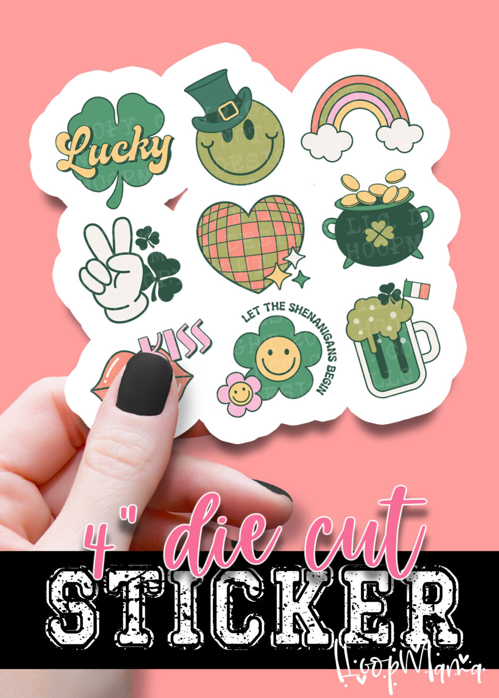 N24-JAN30-007 - Dark Retro Lucky Charms - DIE CUT STICKER