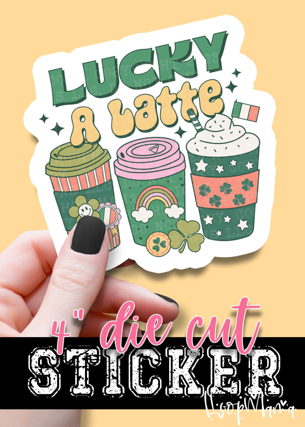 N24-JAN30-011 - Lucky A Latte - DIE CUT STICKER