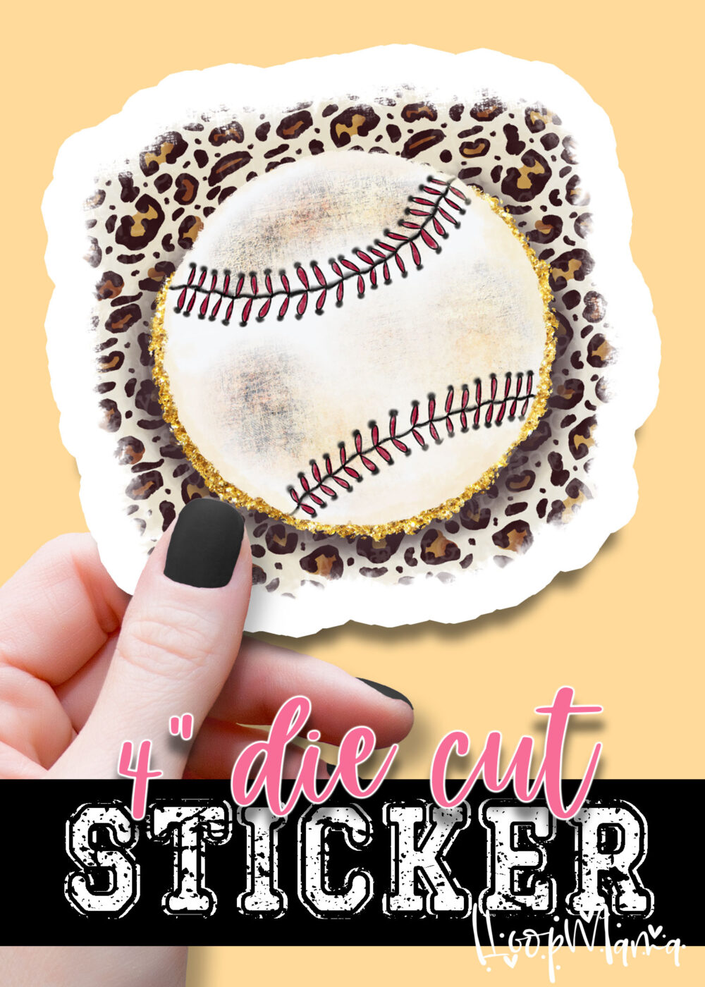 N24JAN18-028 - Basbeball Leopard - DIE CUT STICKER